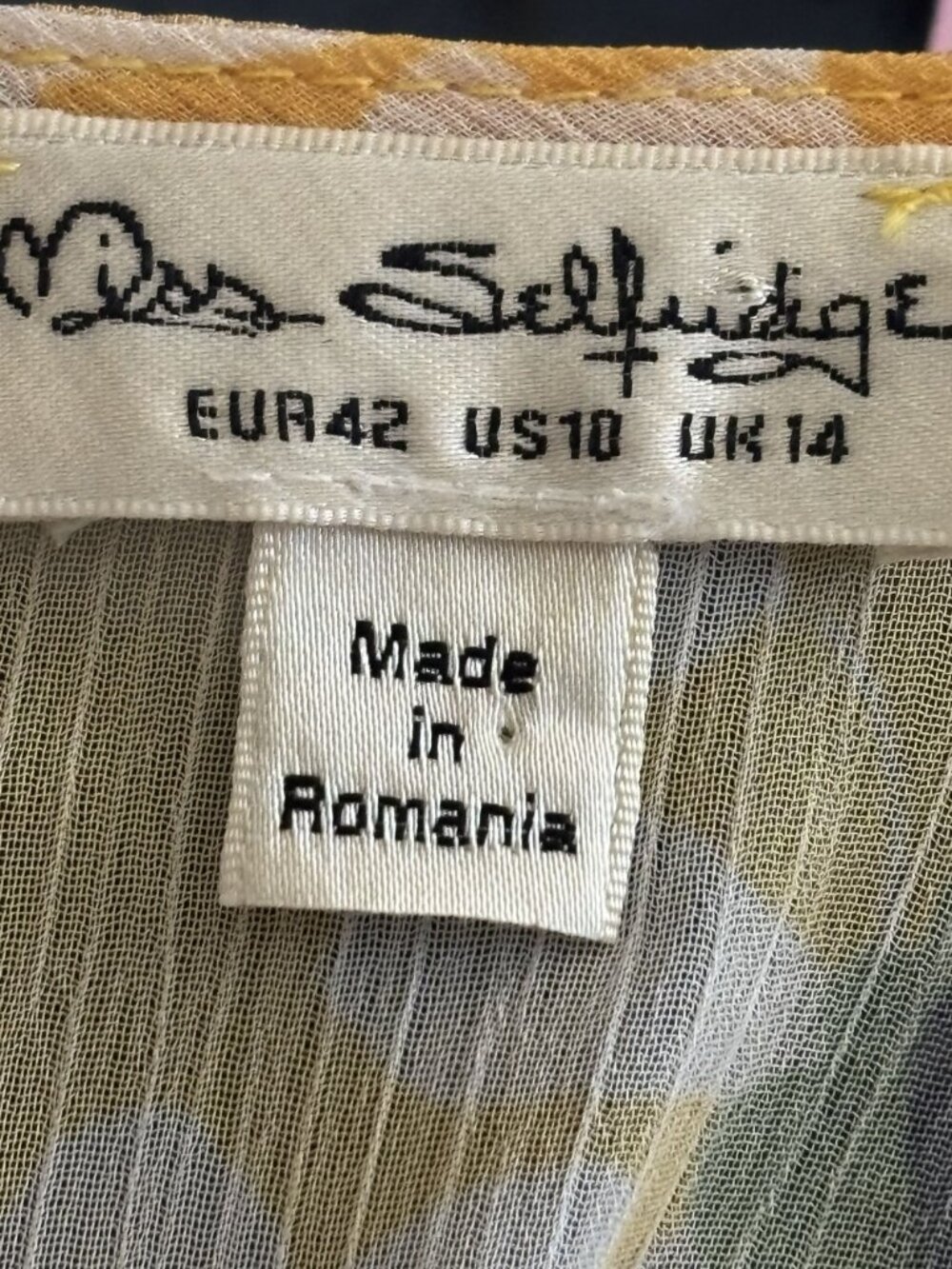 Yellow Floral Long Sleeve Wrap Ruffled Chiffon Romper By Miss Selfridge Size 10 - Picture 3 of 10